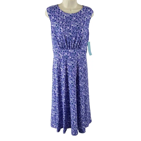 London Times Purple Floral Midi Dress - Picture 2 of 8